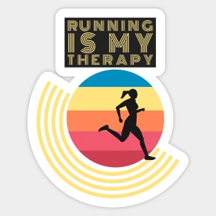 Running Is My Therapy Vintage Retro Motivation Sticker